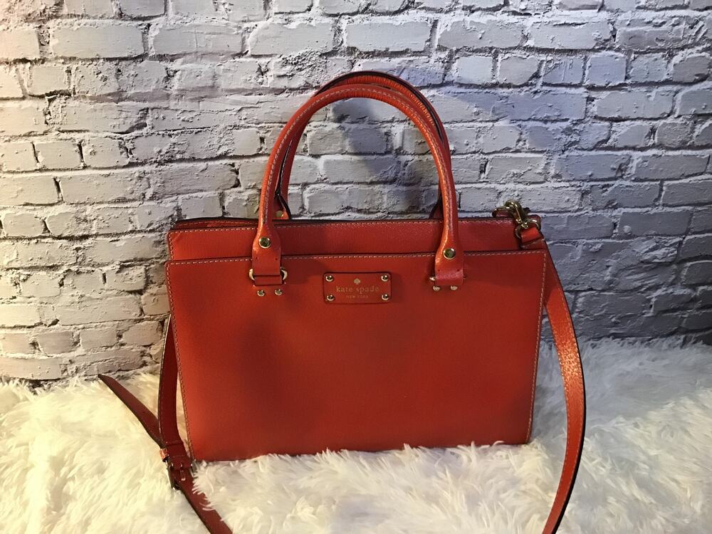 Kate Spade Red Wellesley Durham Leather Structured Handbag